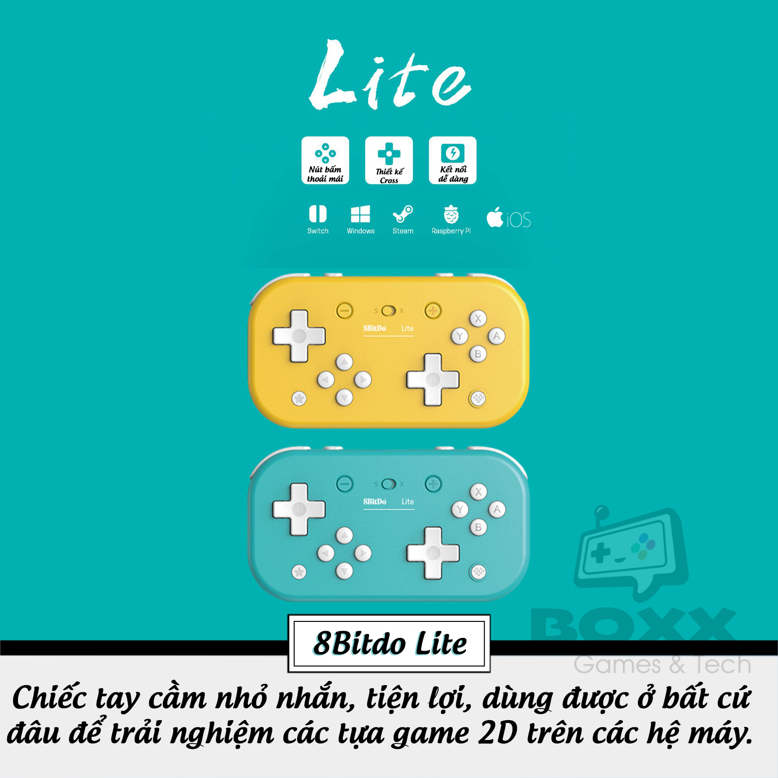 Tay cầm chơi game bluetooth 8Bitdo Lite - Dùng cho Nintendo Switch Windows MacOS Điện thoại