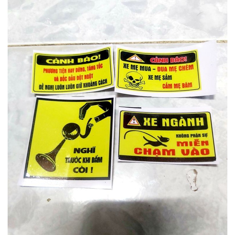 Combo 1 Tem Decal Cảnh Báo Dán Xe Giá Rẻ