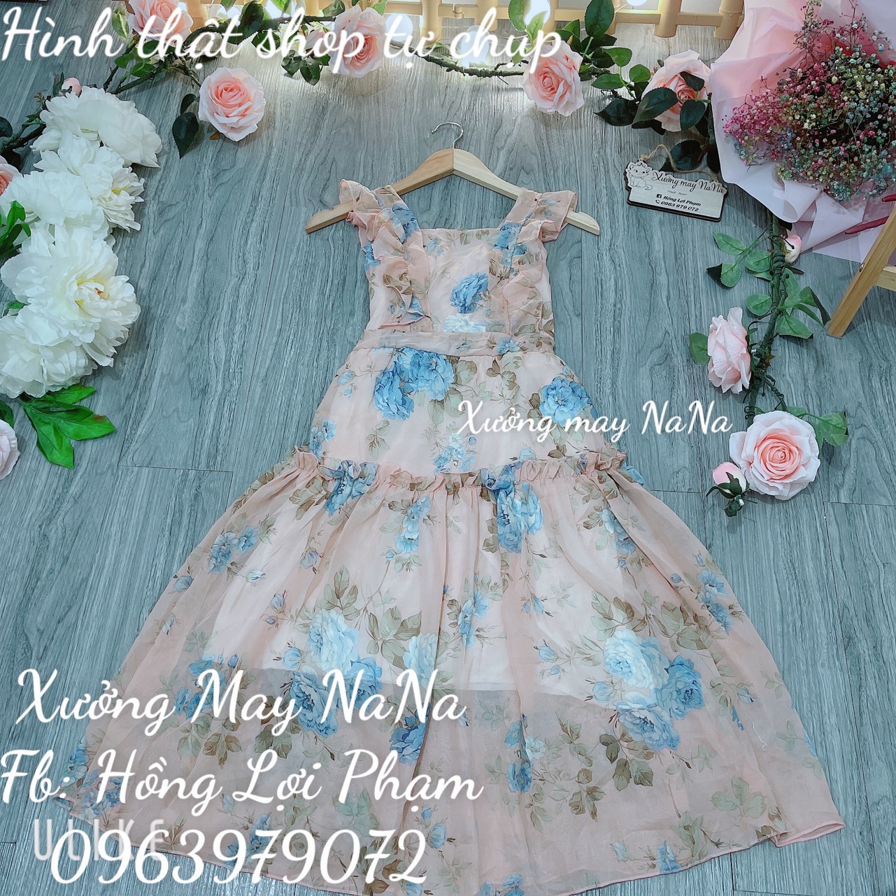 Đầm cánh tiên hoa mẫu đơn (hình thật +video)