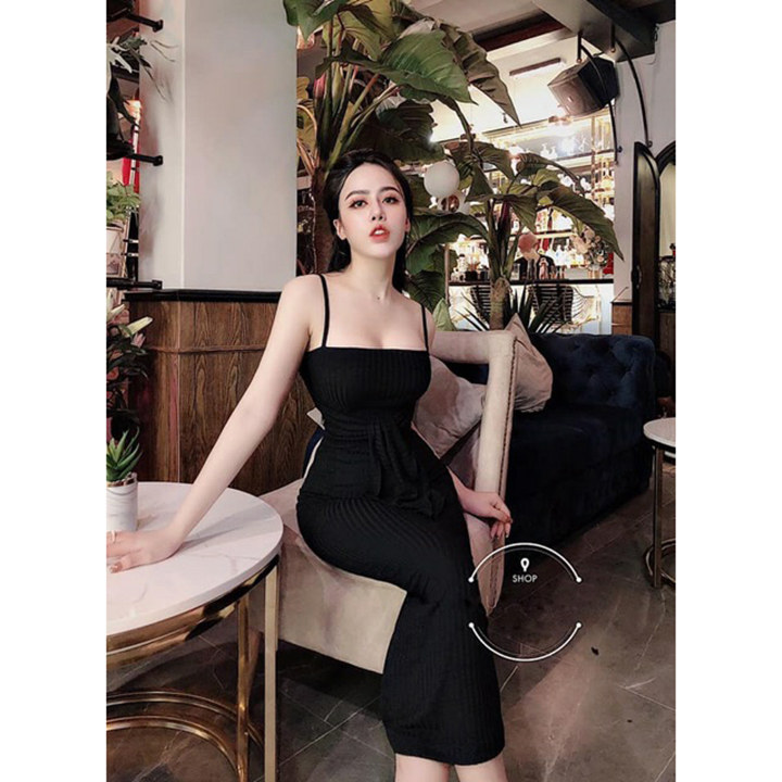 Đầm váy body 2 dây cột nơ XINSO