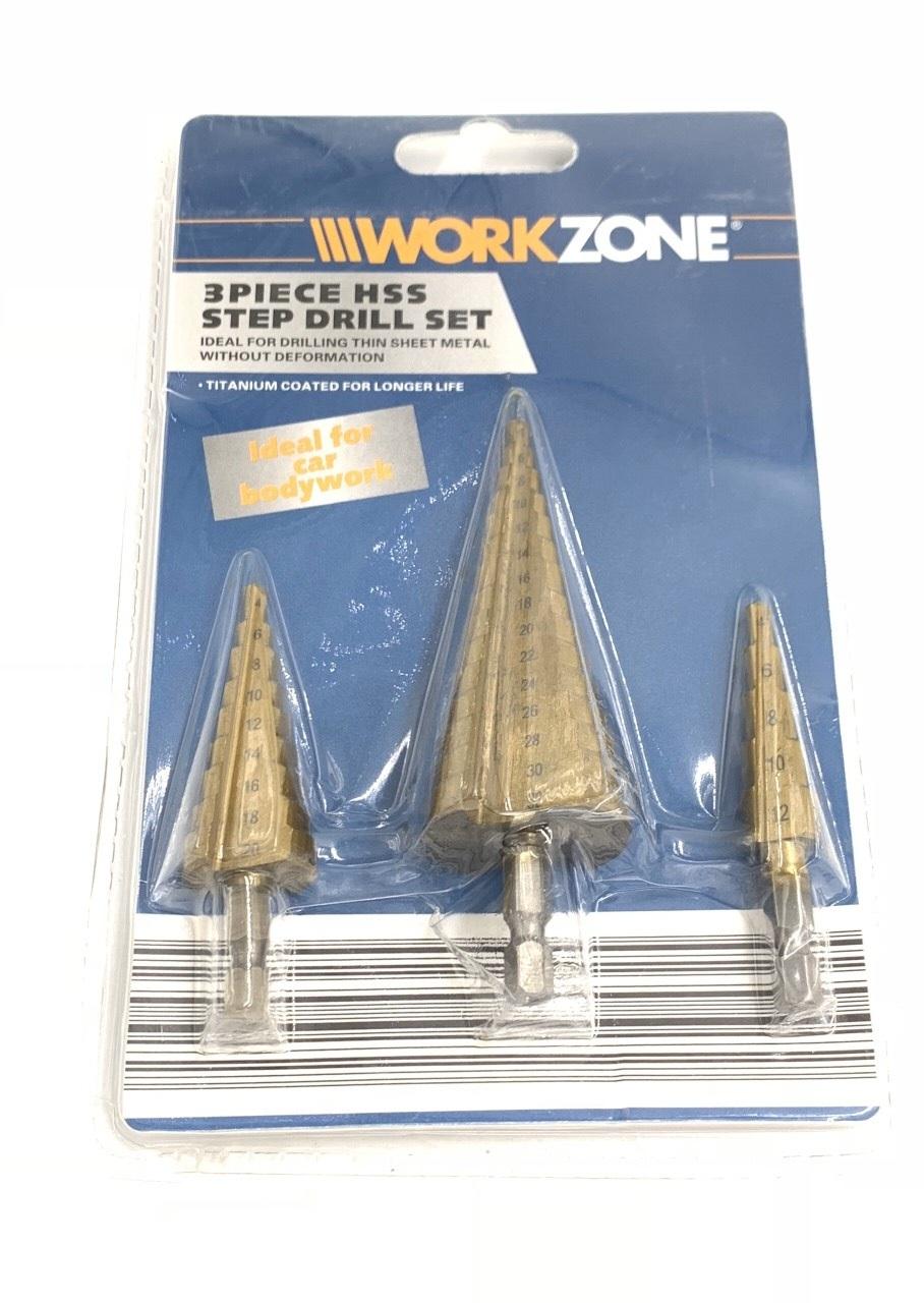 Bộ mũi khoan bậc 3 mũi rãnh thẳng Workzone - W3Z
