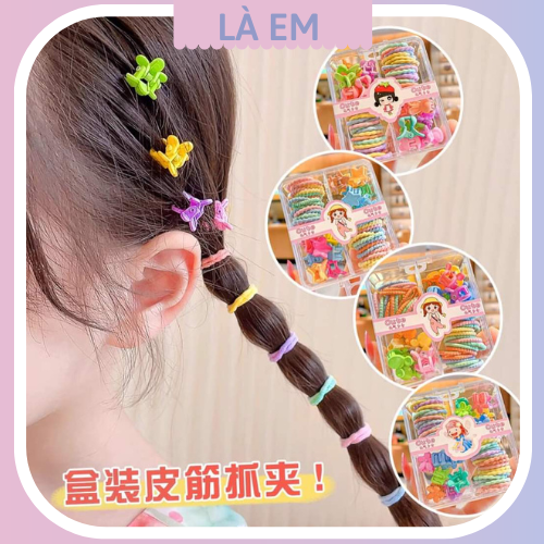 Set Chun Cột Tóc, Kẹp Mini Siêu Dễ Thương Cho Bé