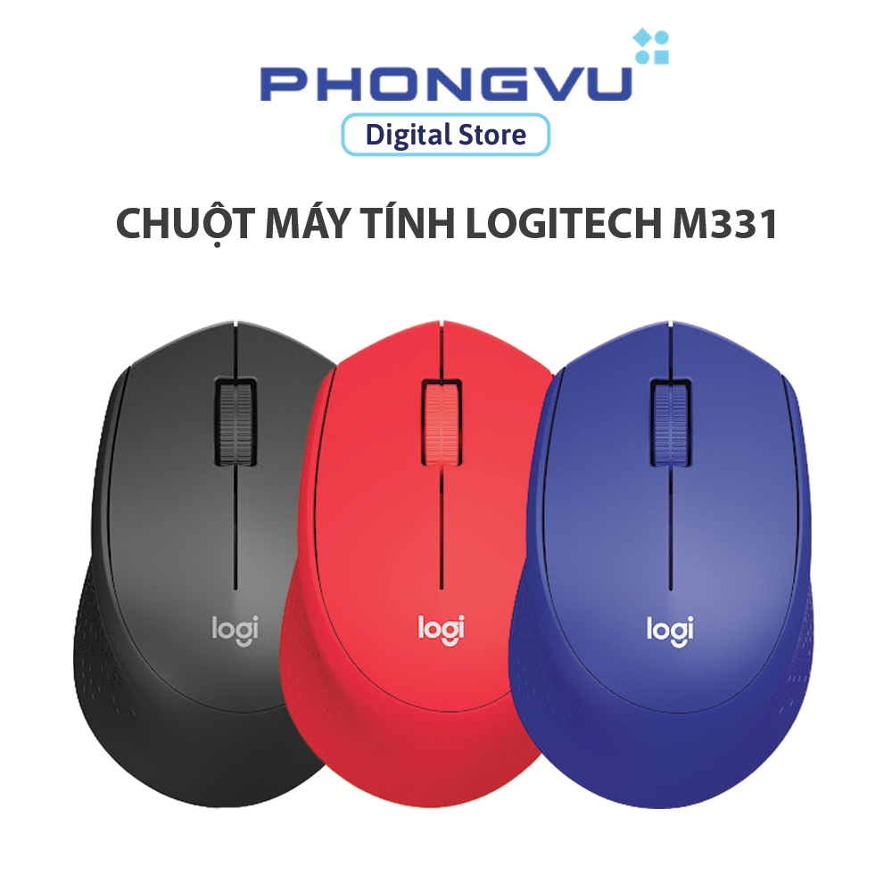 Chuột máy tính không dây Logitech M331 Silent Plus (Đen/Đỏ/Xanh dương) - Bảo hành 12 tháng