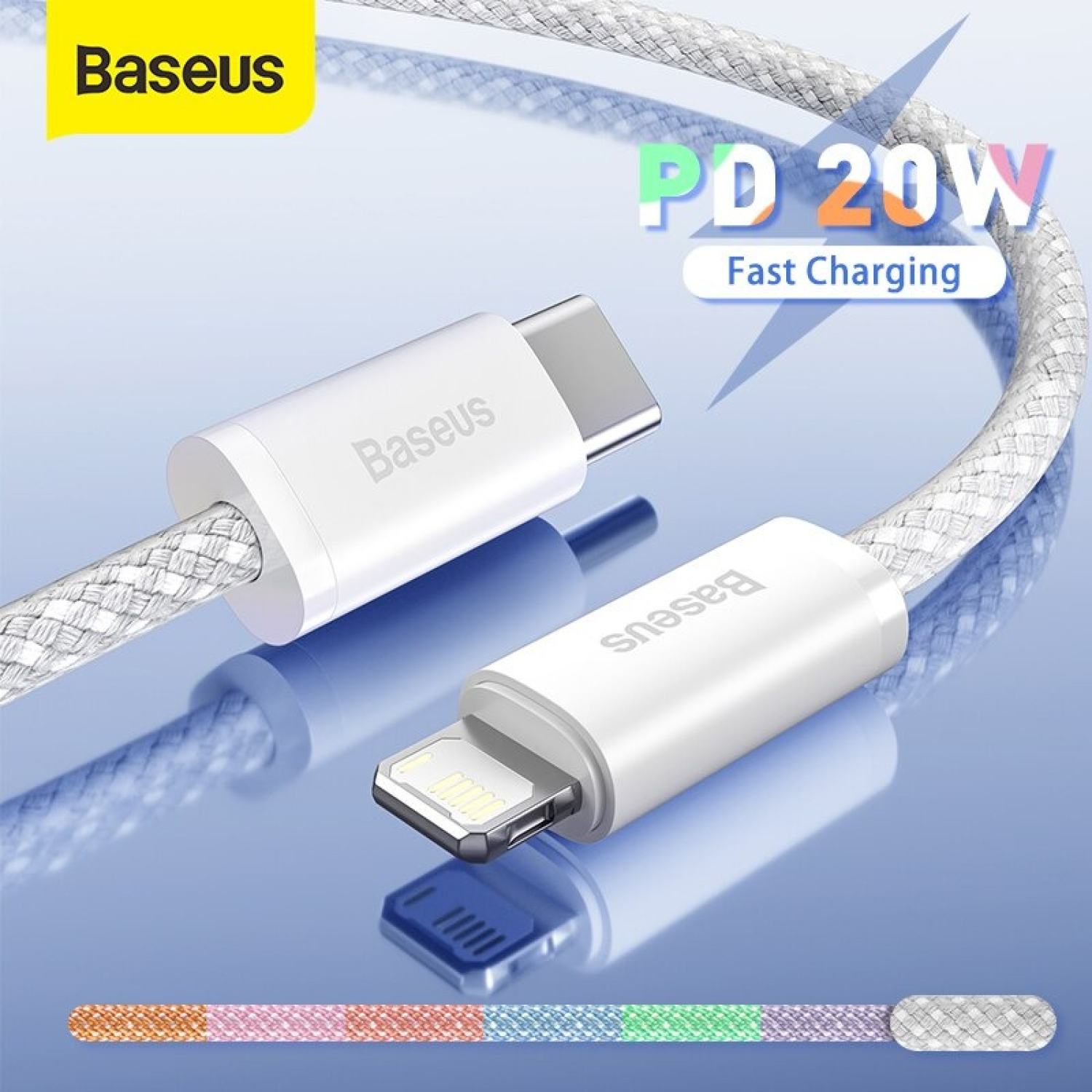 Cáp Sạc Baseus Dynamic 20W Type-C to Ln | Sạc Nhanh PD, Bện Dù Chống Gãy Gập