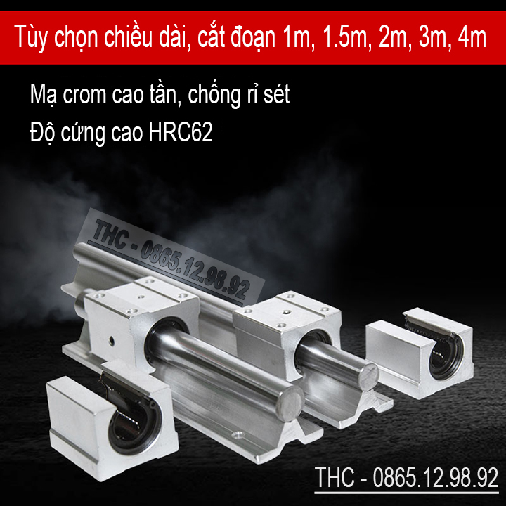 Thanh Ray Trượt Tròn Có Đế SBR Dài 1 Mét Phi 25mm