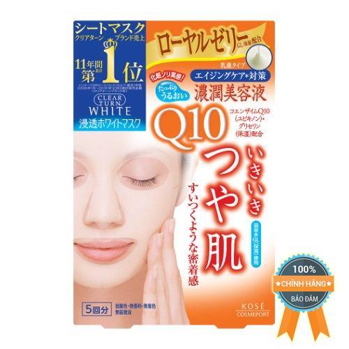 Mặt Nạ Dưỡng Trắng Kosé Cosmeport Clear Turn White Mask Q10 5 miếng