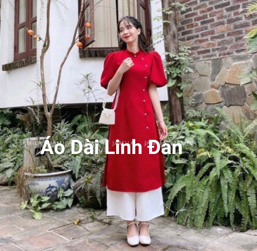 Áo dài cách tân tay phồng, áo dài tết - Áo Dài Linh Đan