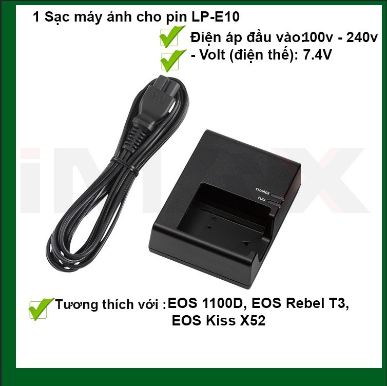 Sạc máy ảnh cho pin lp-e10- sạc dây