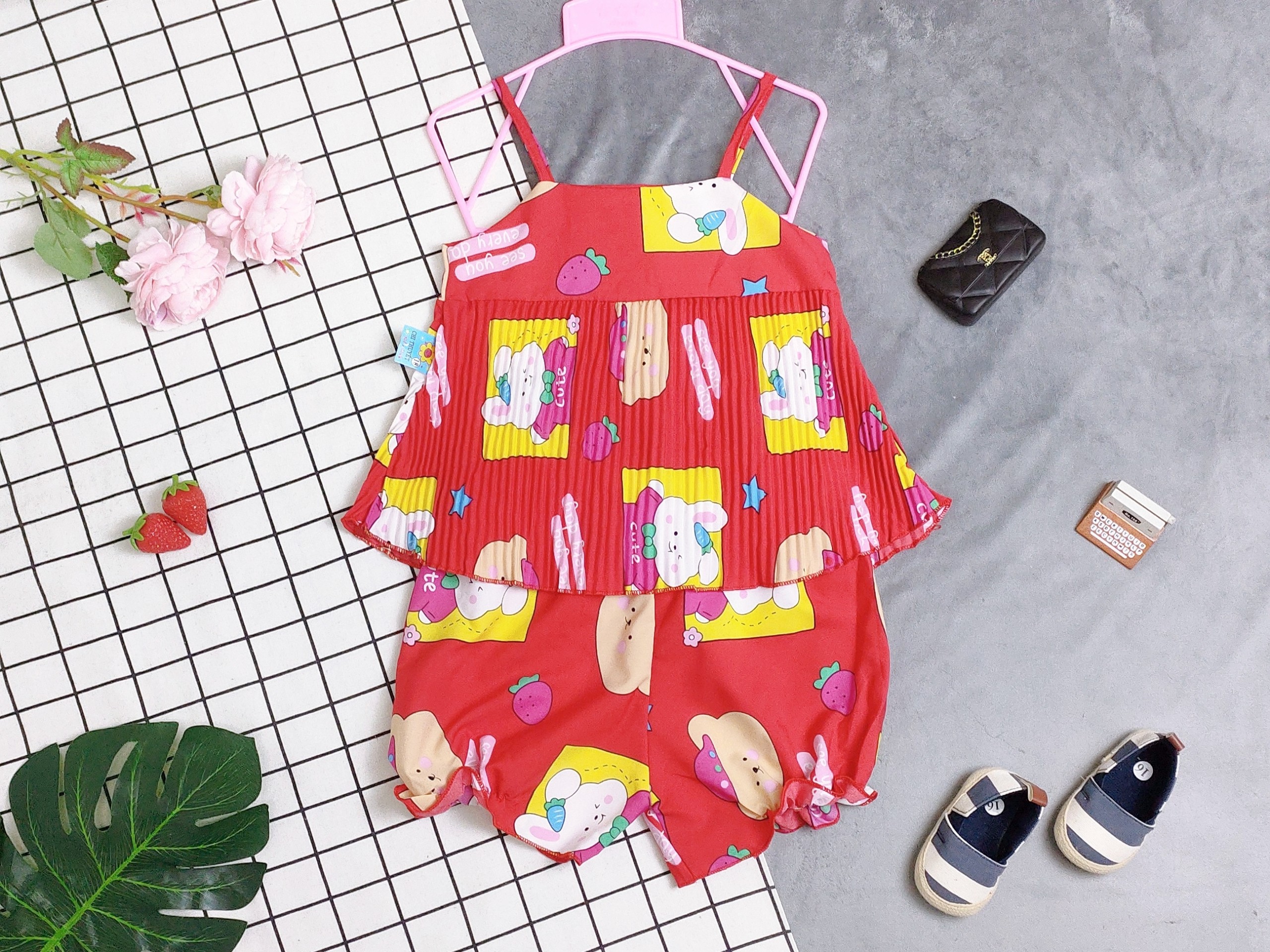 Bộ Lụa Dây Xếp Li Bé (12-18kg) (giao màu ngẫu nhiên)
