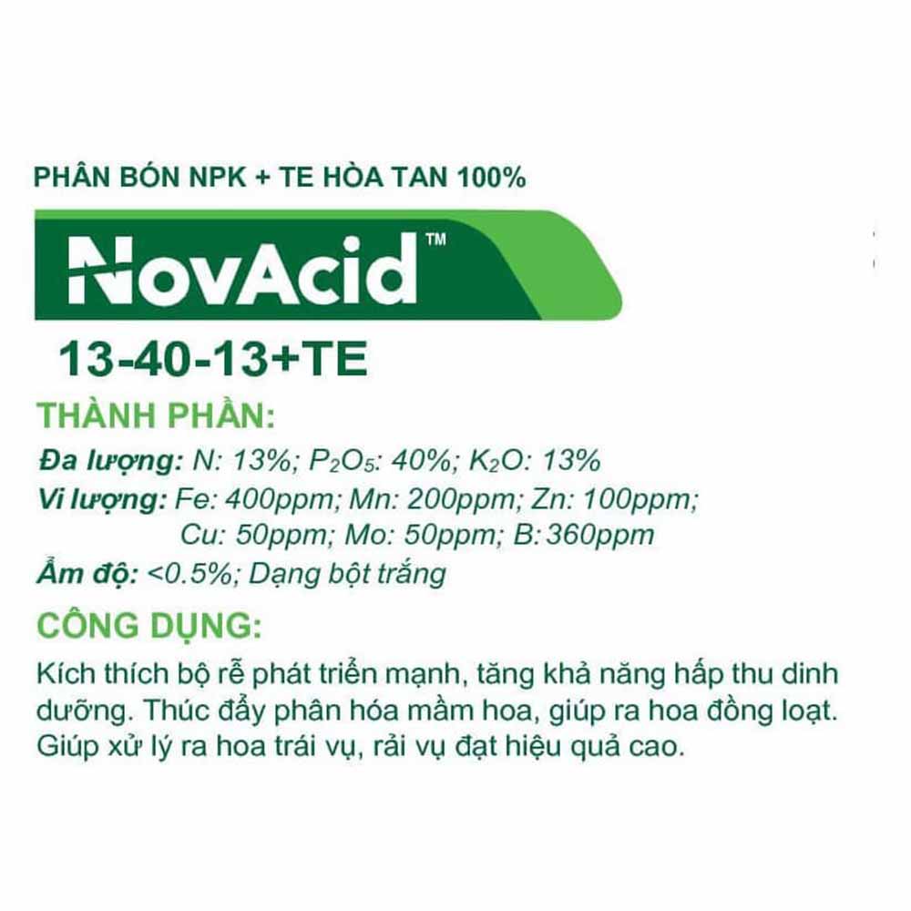 Phân bón lá Novacid 13-40-13 tăng đậu trái chống rụng trái non (100g/hủ)