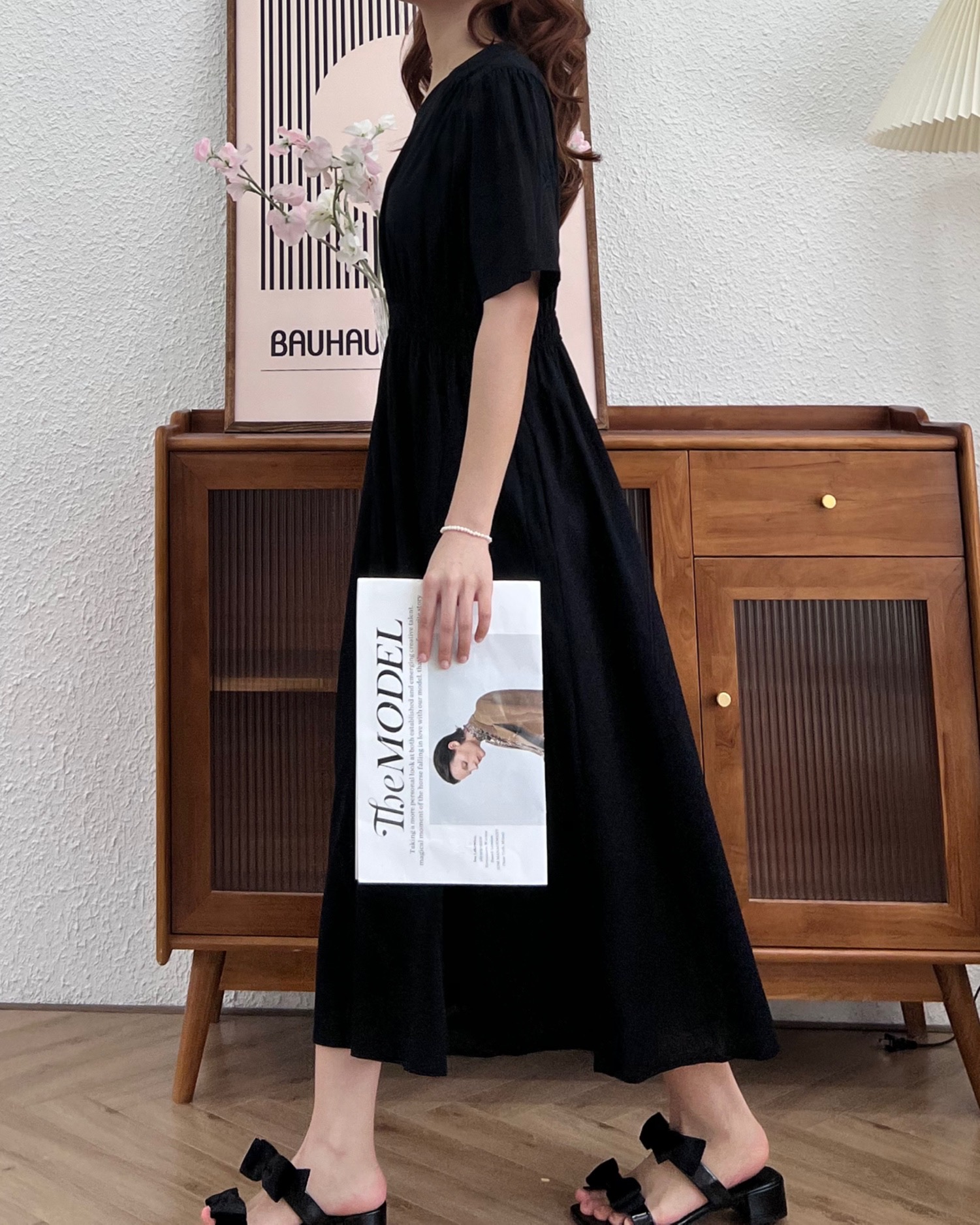 [ogniM Seoul] Váy liền dáng dài eo chun phong cách Hàn Quốc (Made in Korea)