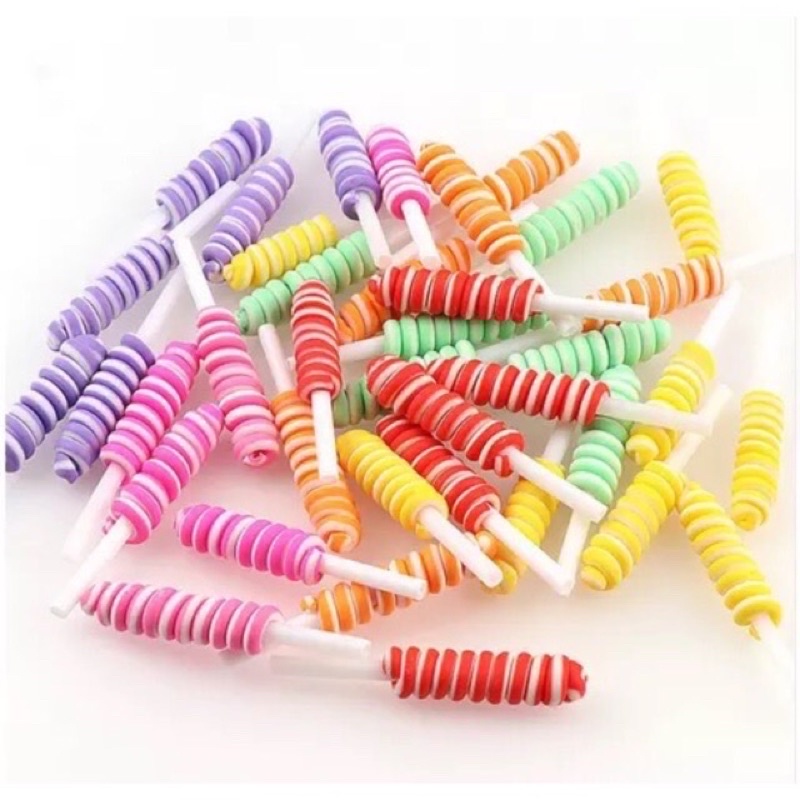 Charm kẹo mút xoắn dài/tròn - nguyên liệu slime