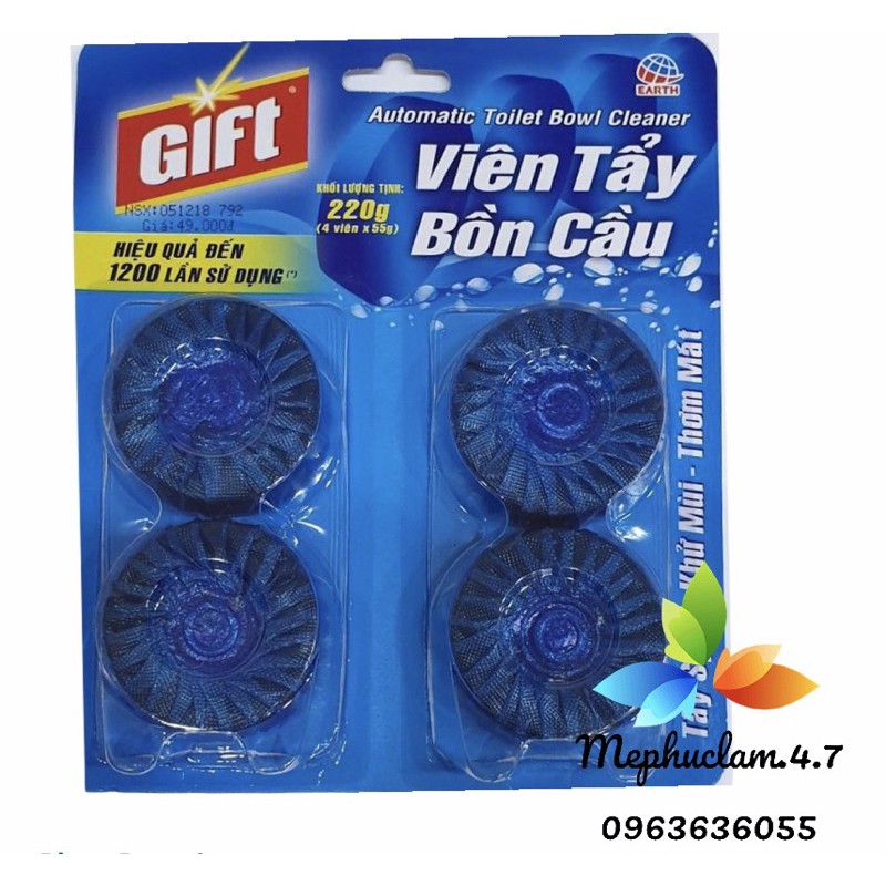 Viên tẩy bồn cầu Gift. (Vỉ) 4 viên)