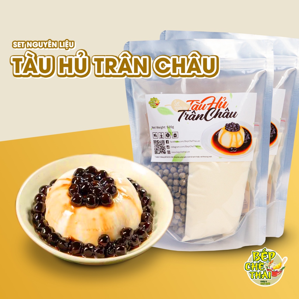 Set tàu hũ trân trân châu đường đen Set 15 chén - BẾP CHÈ THÁI - Tặng kèm