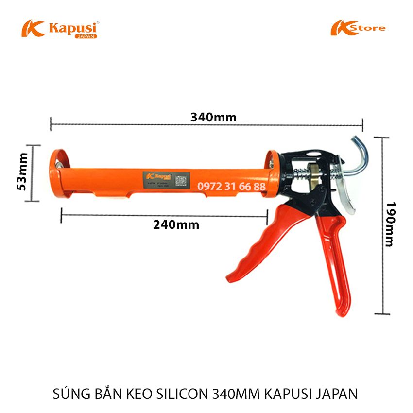 Súng bắn keo silicon tay cam - kapusi japan - dụng cụ bơm keo xương thép crv