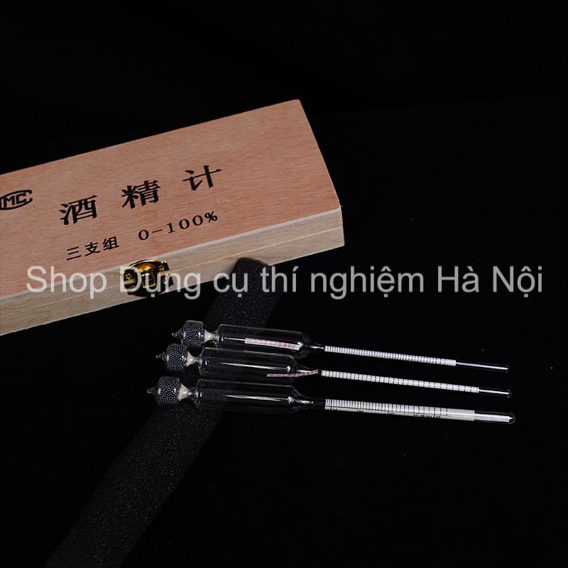 Bộ Cồn kế đo nồng độ rượu, cồn từ 0 đến 100 độ ( tửu kế đo độ rượu, đo độ cồn ) ( dùng cho rượu trắng, rượu gạo...)