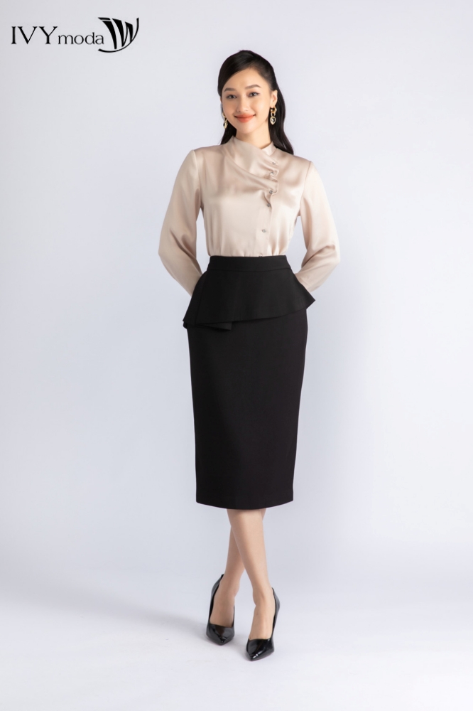 Áo sơ mi khuy cách điệu IVY moda MS 17M7036