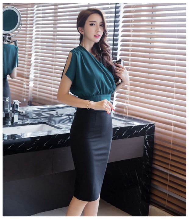 Chân Váy Công Sở Bút Chì  Co Giãn Dáng Dài Công Sở D58cm