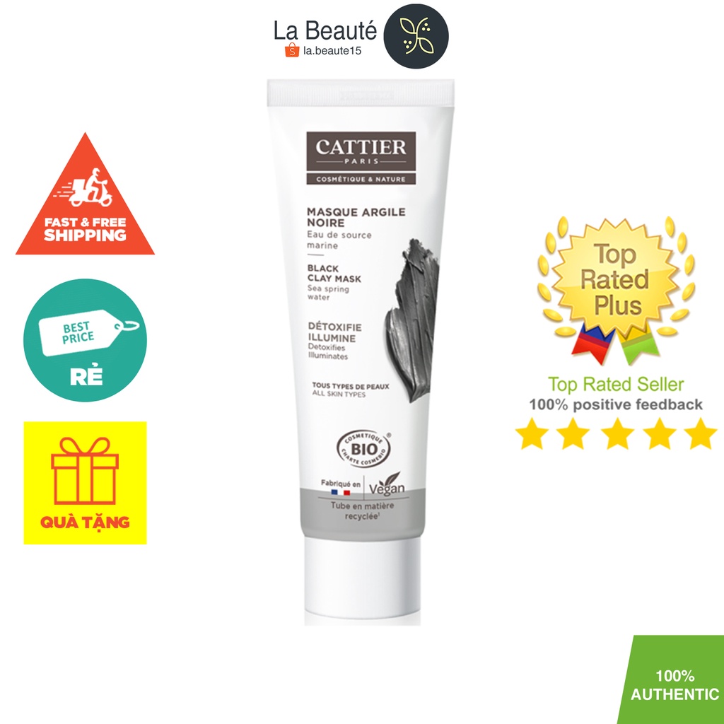 Cattier masque argile noire black clay mask - mặt nạ đất sét đen thanh lọc thải độc da 100ml