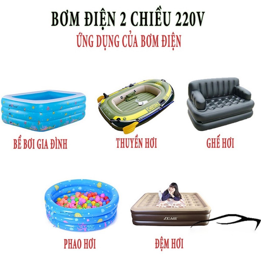 Bơm điện 2 chiều thổi hút và bơm phao bể bơi