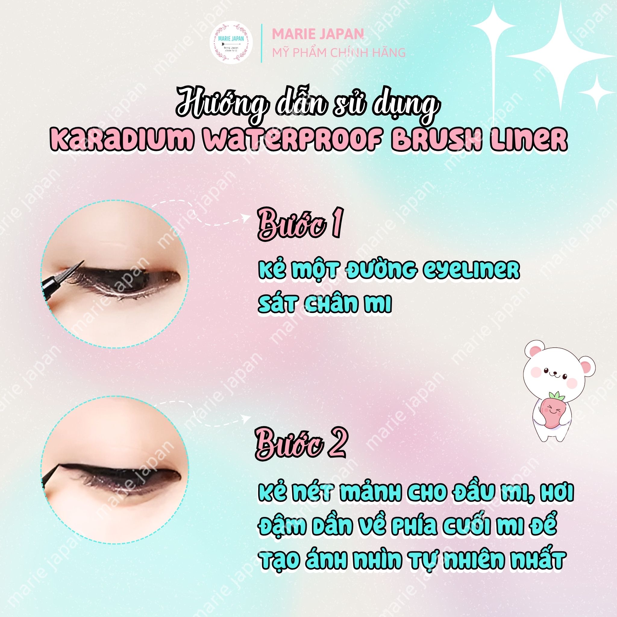 Bút Kẻ Mắt Dạ Karadium Waterproof Brush Liner Black Hàn Quốc