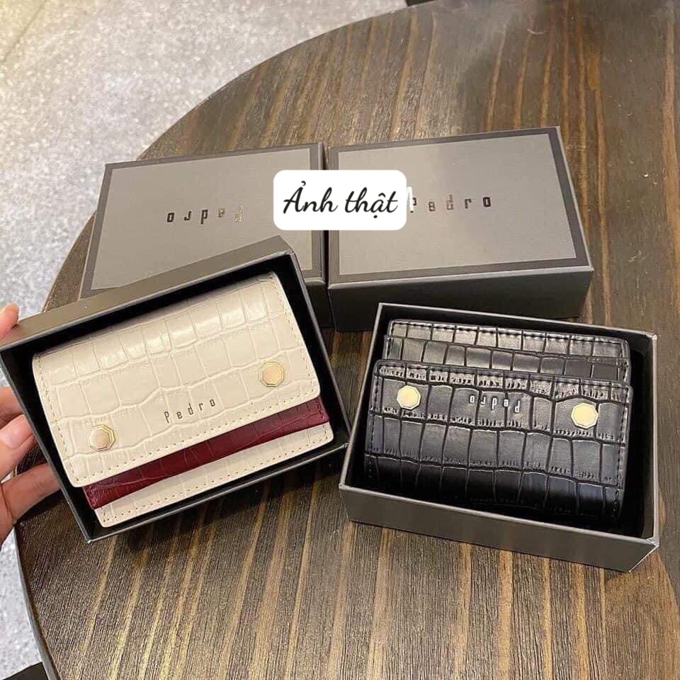 Ví #PEDRO like auth 1:1 full box, tag mac, mã vạch check code 2 màu: Be- Xanh