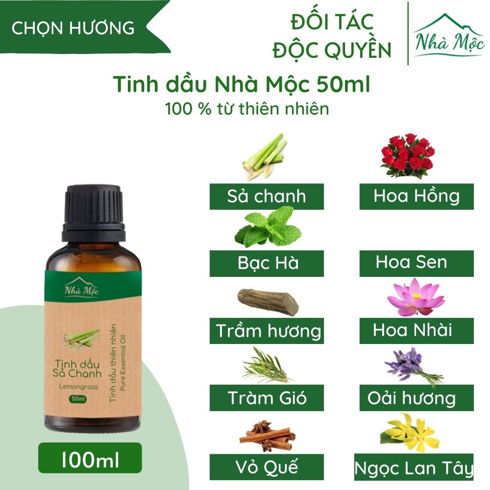 Tinh dầu thiên nhiên Mộc Nhiên 50ml, 10ml. Hàng chính hãng, nguyên chất, nhiều mùi, đã được kiểm định chất lượng