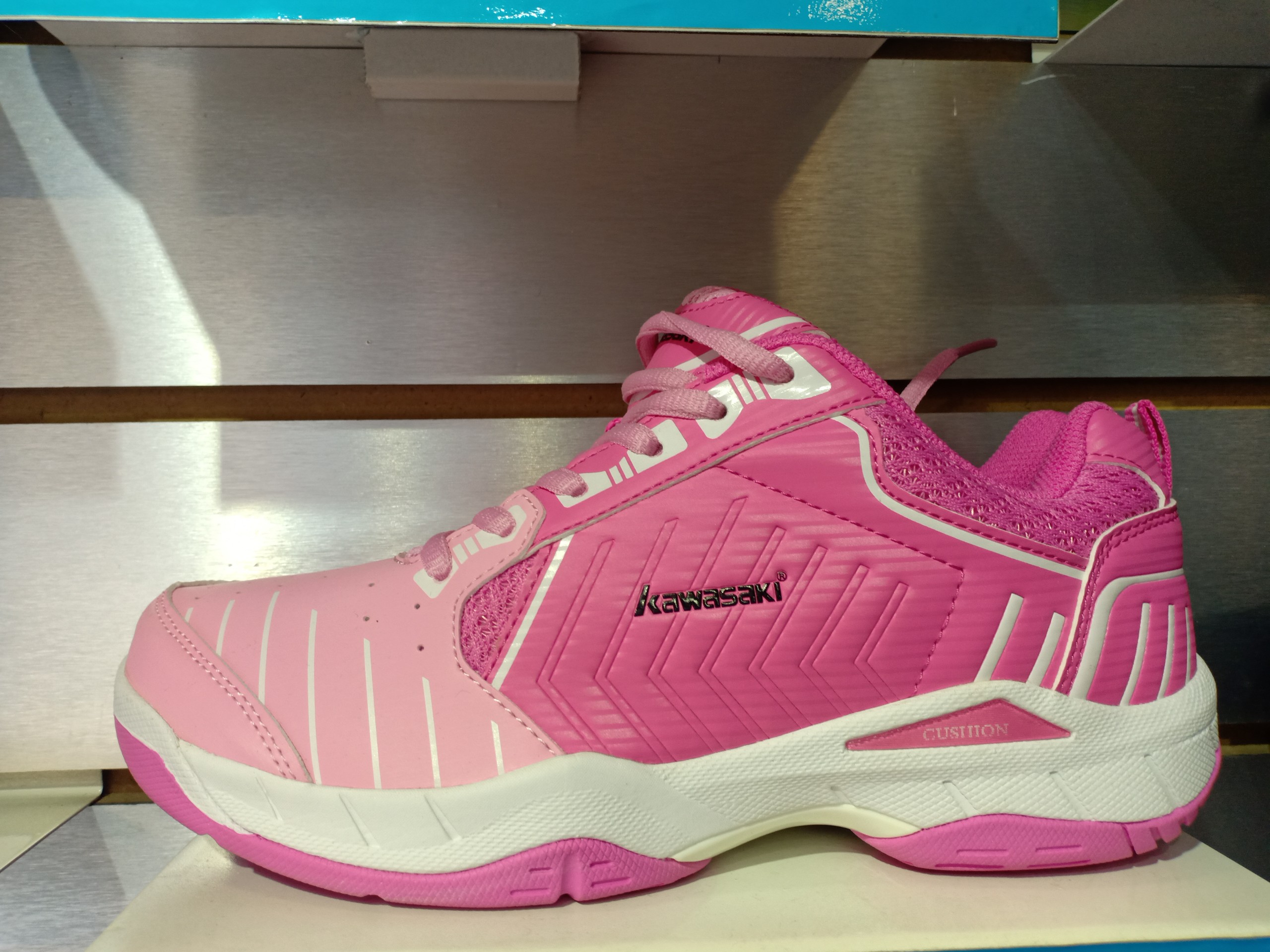 Giày cầu lông bóng chuyền Kawasaki chính hãng màu hồng trắng