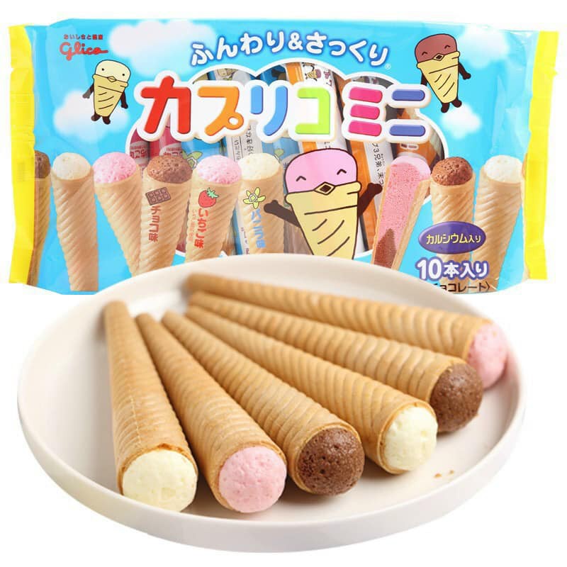 Bánh Kem Ốc Quế Glico Nhật Cho Bé (Gói 10 chiếc) [Date T1/2025]