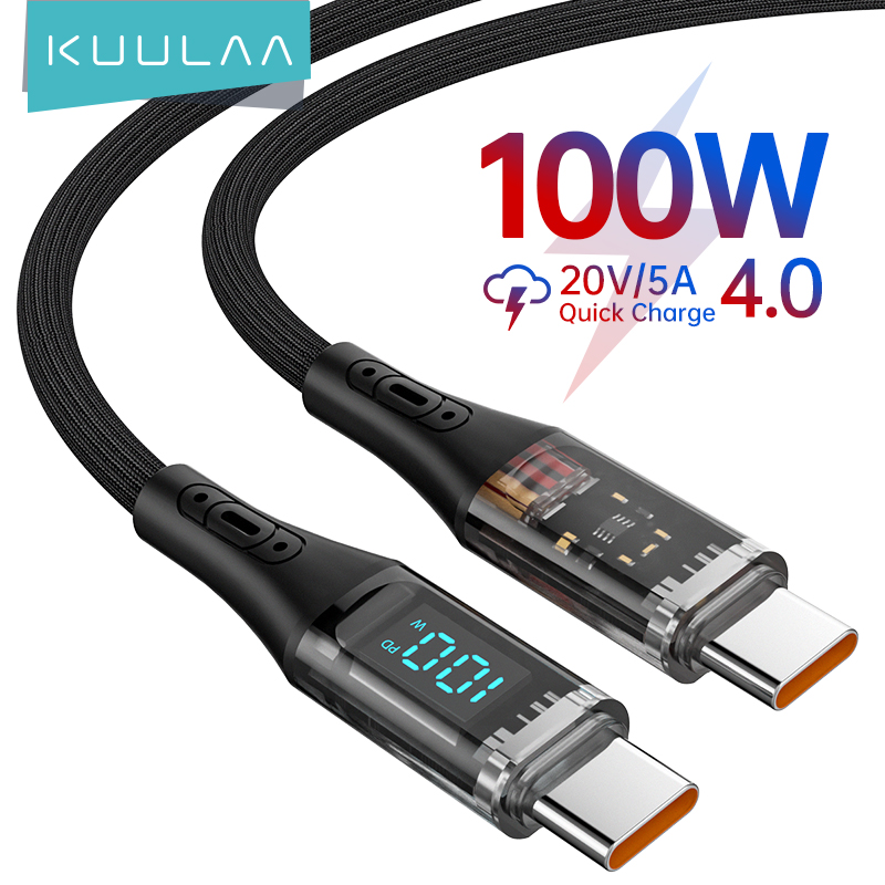 Cáp Sạc Nhanh KUULAA Gem Fast-Charging Data Cable Type-C to Type-C 100W Sạc nhanh Chip thông minh An toàn hơn Dây dữ liệu bền hơn cho iPhone 15 Samsung Xiaomi Huawei