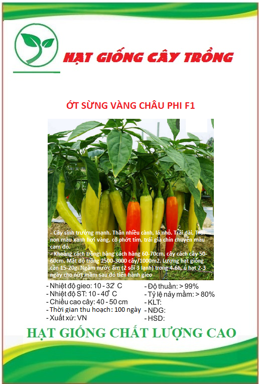 Hạt giống ớt sừng vàng châu phi ct309 - gói 0.1gram