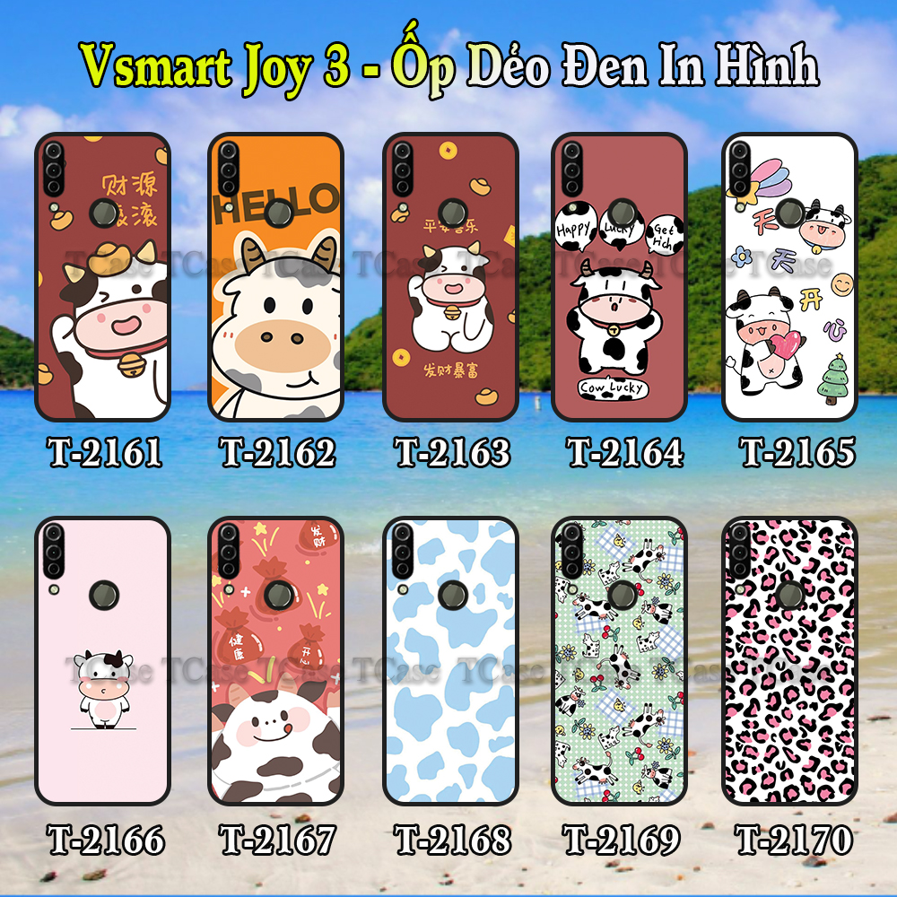 [HCM]Ốp lưng Vsmart Joy 3 dẻo đen in hình Bò Sữa