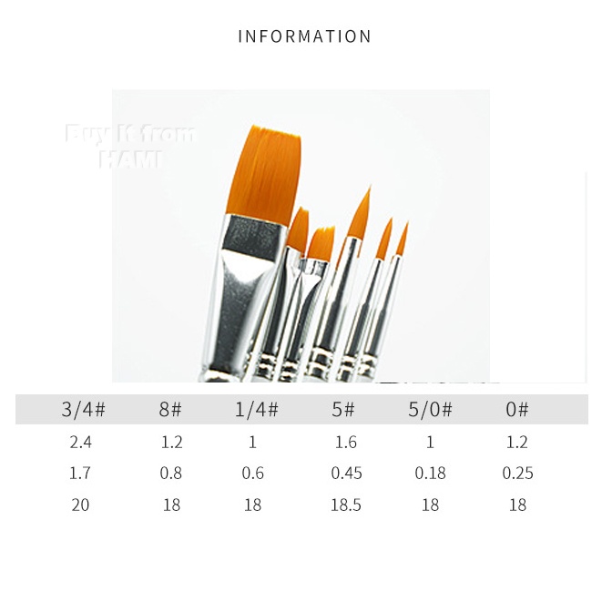 Bộ 6 cọ Ishake - 5 set