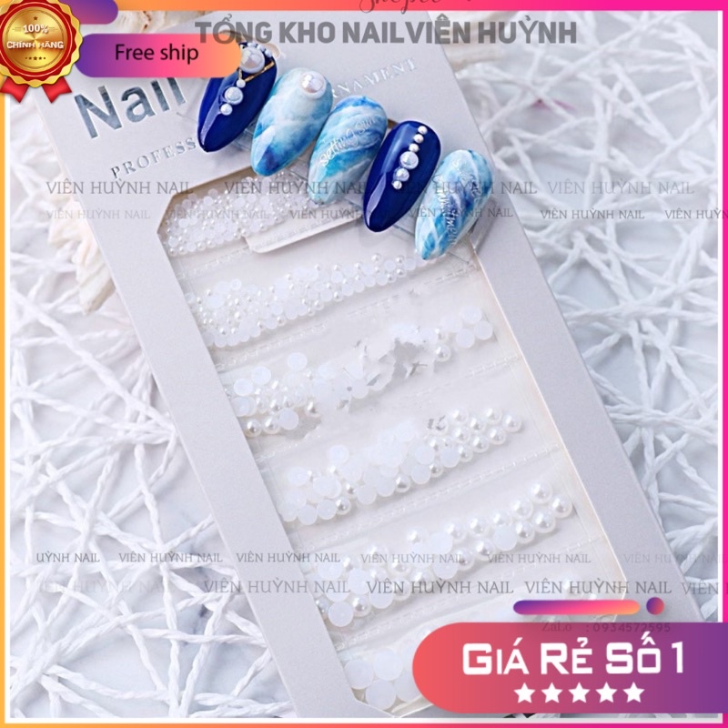 Túi hạt trai nail  hạt trai nửa trang trí móng