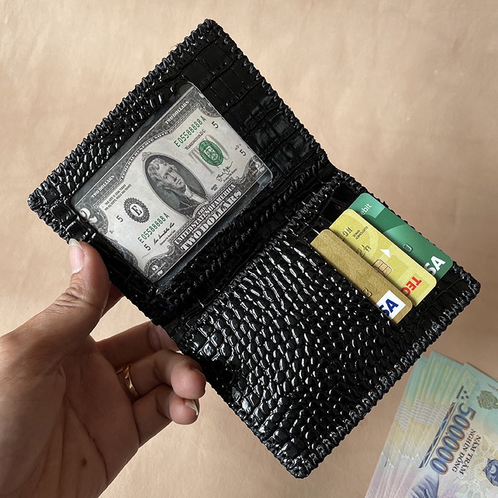 Ví Nam Da Bò Vân Cá Sấu Nguyên Con Vb30
