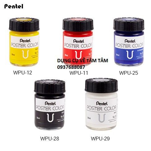 Màu Poster pentel cơ bản bộ 5 màu -Dụng cụ vẽ Tâm Tâm