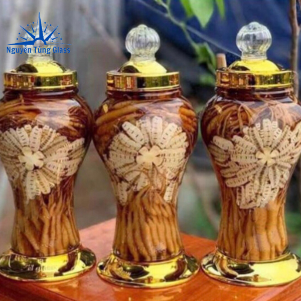 BÌNH NGÂM RƯƠU SÂM THỦY TINH  Phú Hoà 4 LÍT KHÔNG VAN