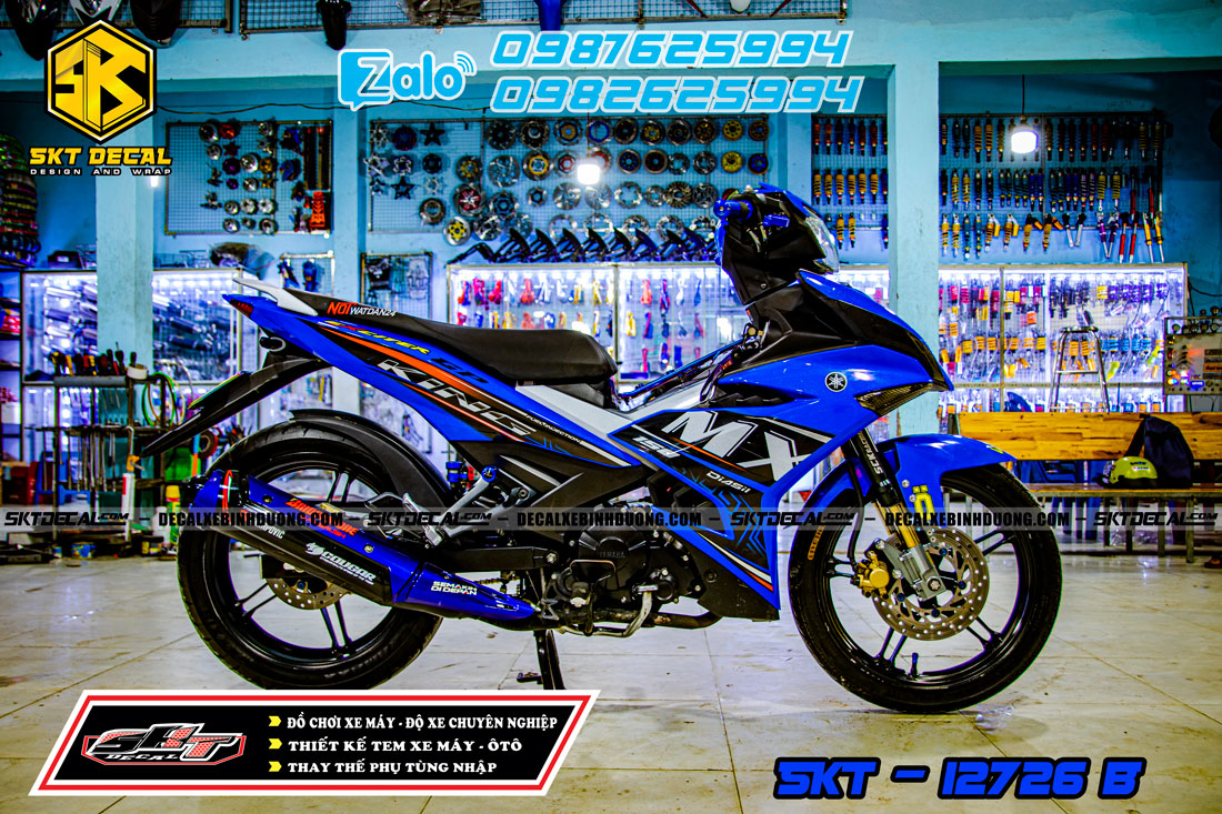 Tem trùm exciter 150 xanh đen trắng mxking