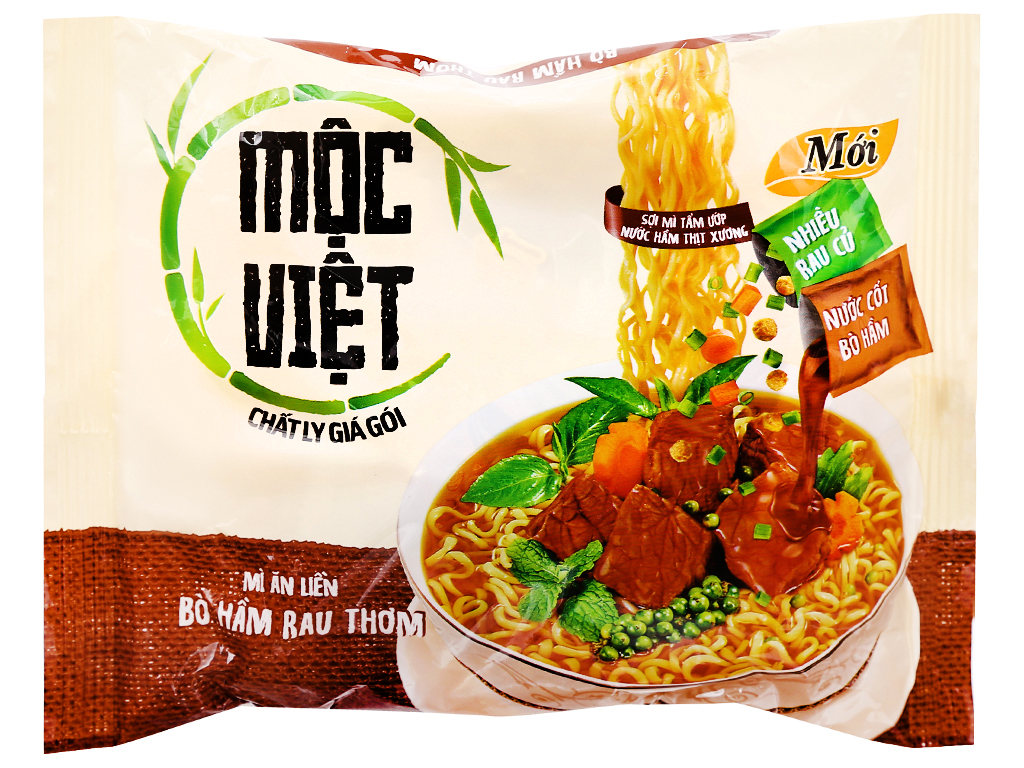 Thùng 30 gói mì Mộc Việt vị bò hầm rau thơm 75g