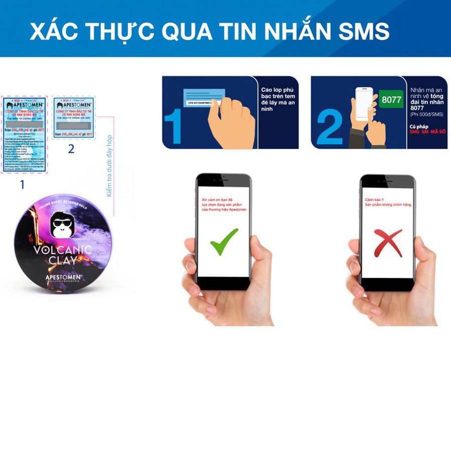 [CHÍNH HÃNG] Sáp Vuốt Tóc Volcanic Clay Tem SMS (Mới nhất)