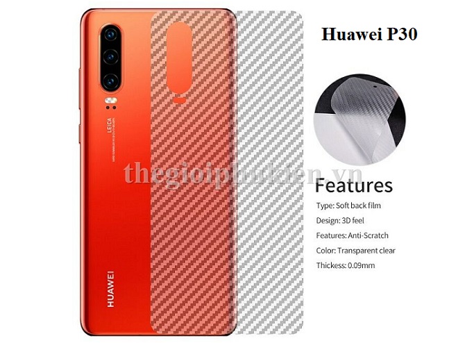 Miếng dán vân carbon, các bon mặt lưng cho Huawei P30