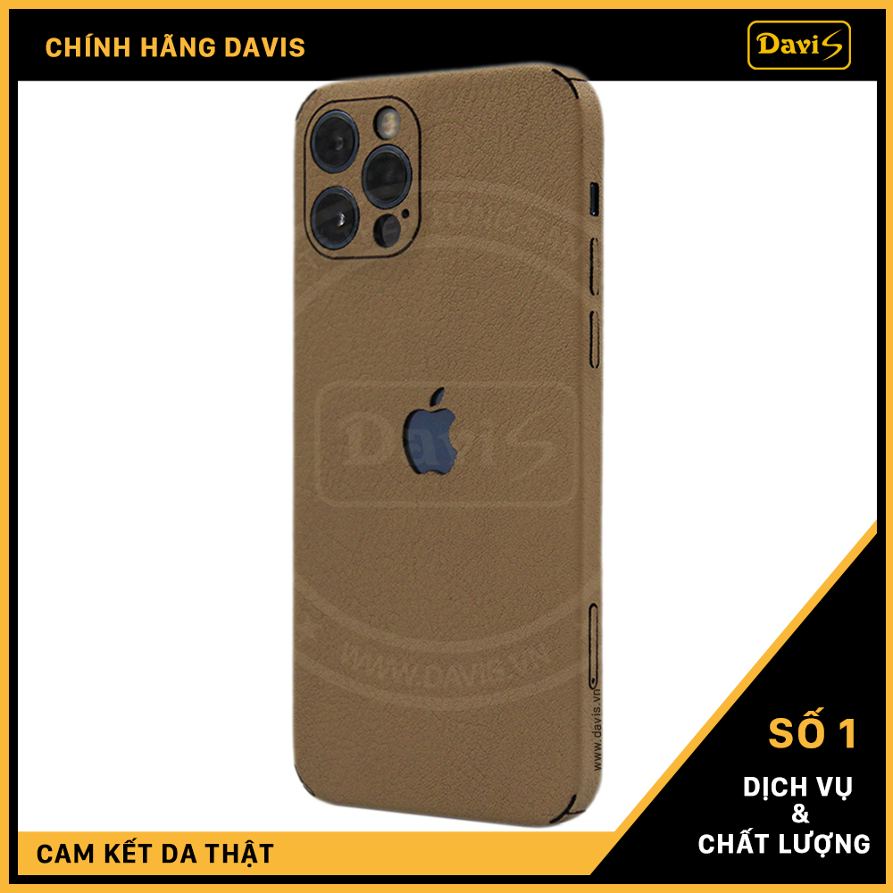 Dán da full viền iphone 12 Pro, làm từ da thật cao cấp - Chính hãng Davis