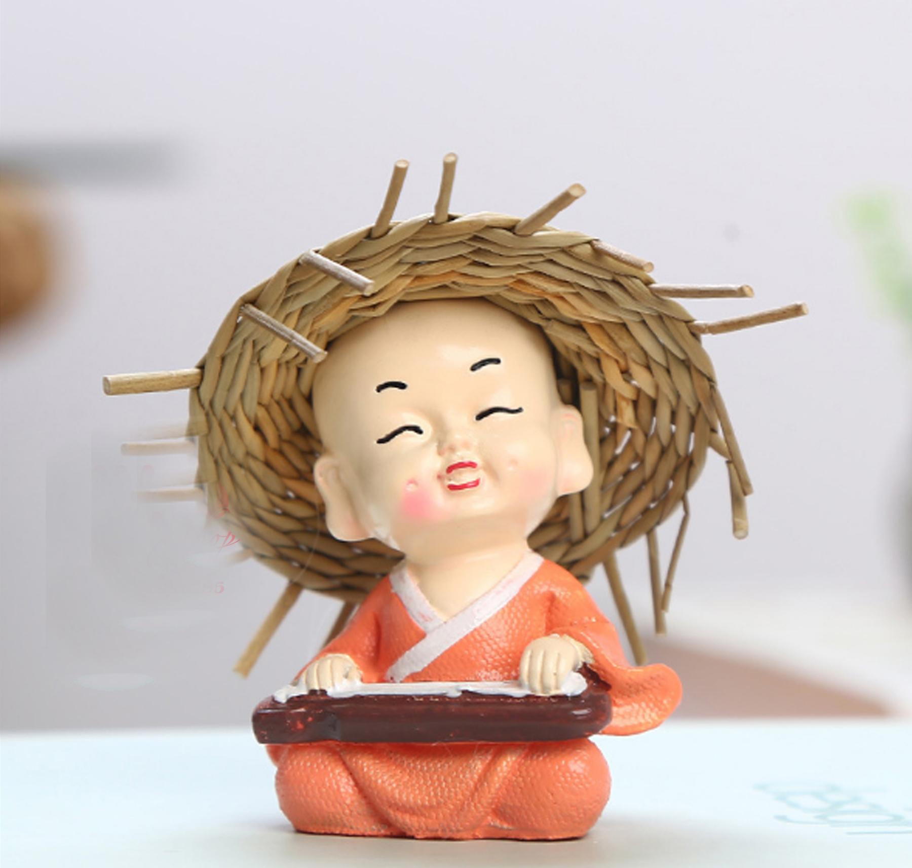 Bộ 4 tượng Cầm Kỳ Thi Họa đội nón rơm
