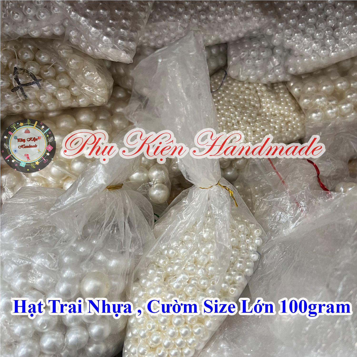 Hạt trai nhựa , cườm size lớn 100gram