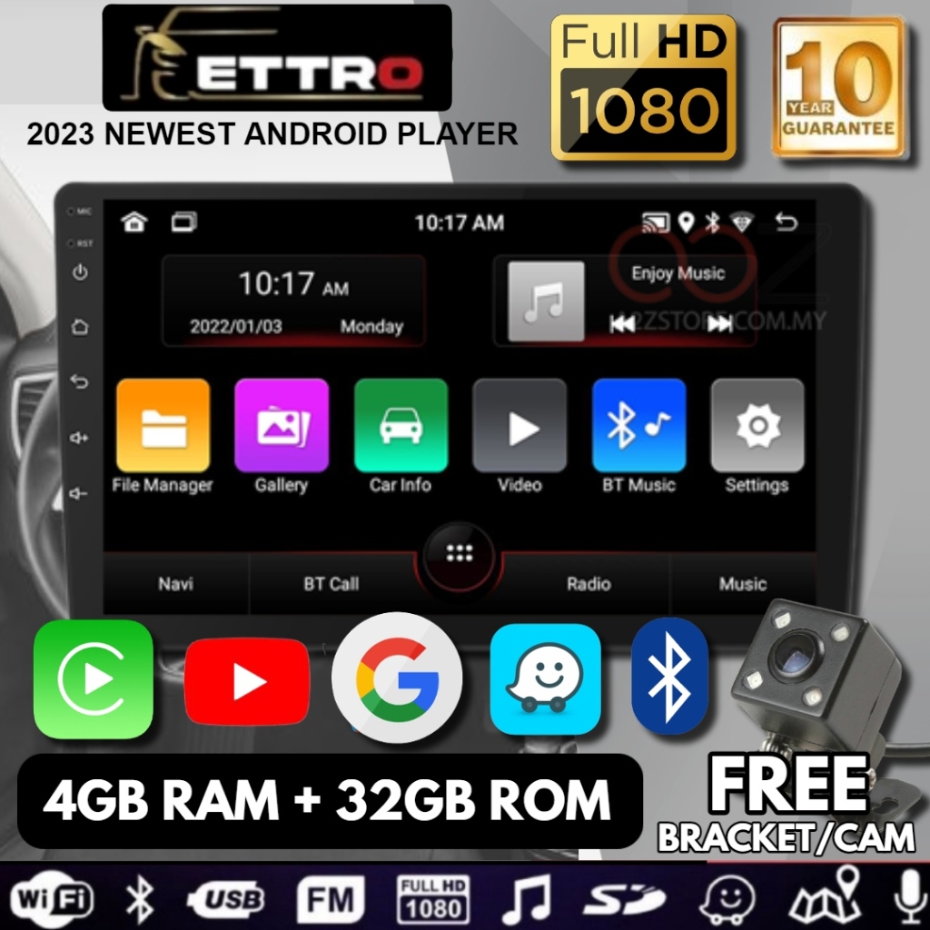 2024 trình phát android trên ô tô mới 4gb ram+32gb rom màn hình android đa phương tiện lõi tứ 7"9"10 inch cam