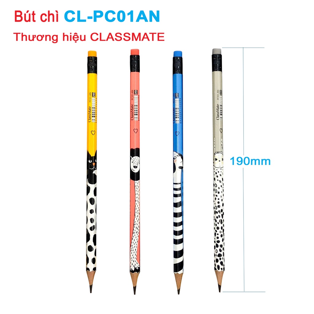 Bút Chì Gỗ Có Tẩy CLASSMATE 2B PC01 AN PC01 PE cực êm mịn