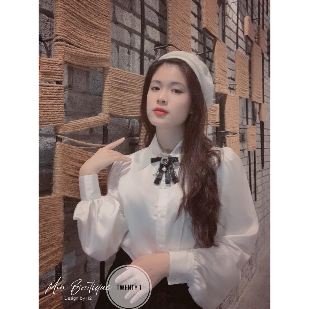 Áo sơ mi LỤA TRẮNG TAY BỒNG phong cách duyên dáng