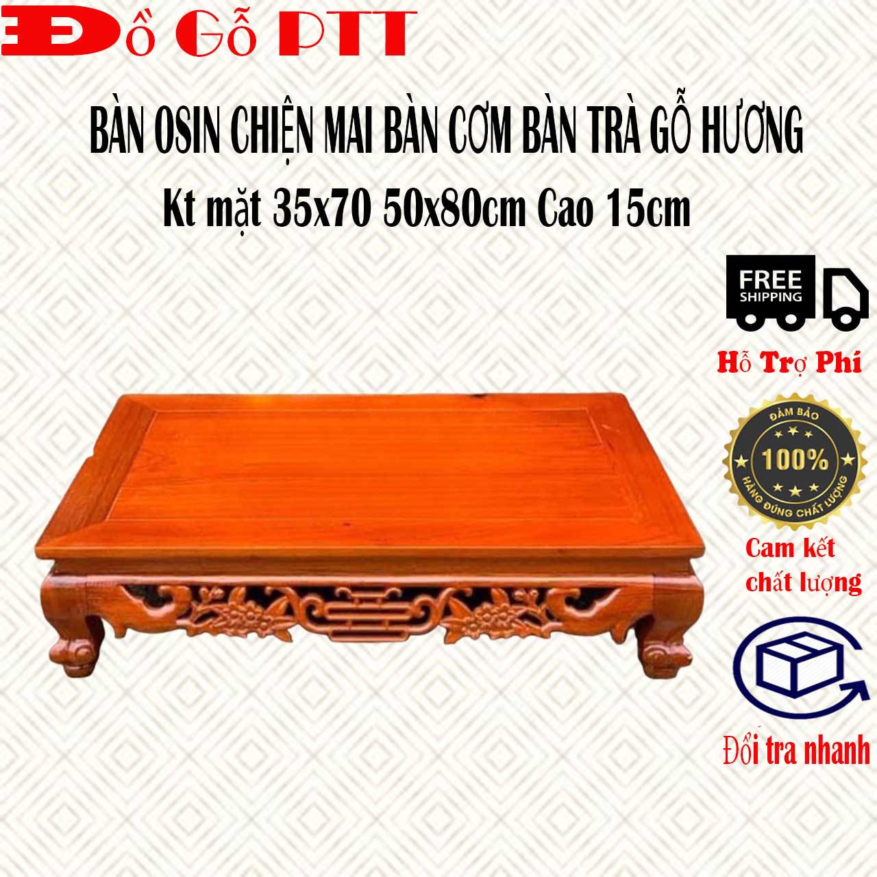 Bàn osin lọng bục chiện gỗ hương