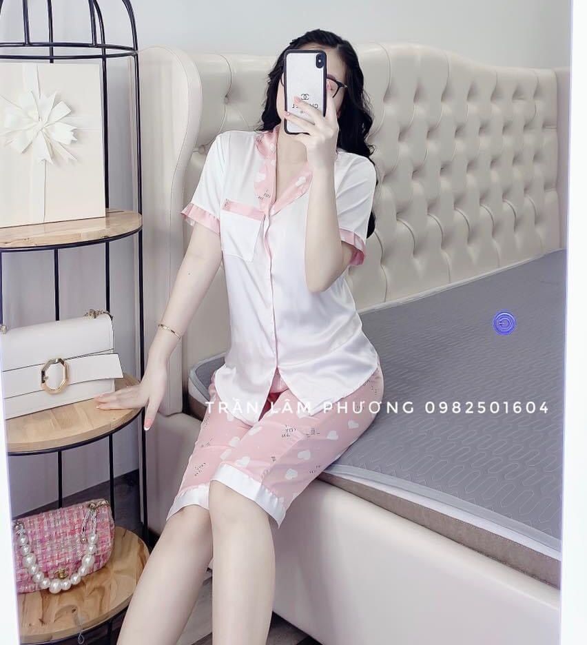 Bộ lụa Satin hoạ tiết cao cấp Tay ngắn quần lửng [HÀNG CHUẨN ĐẸP]
