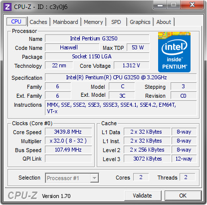 CPU G3250 socket 1150 chạy Main H81, B85